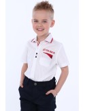 Boy\'s white shirt with red elements NDZ7497 - Online store - Boutique